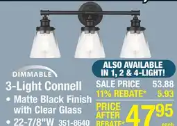 Menards Patriot Lighting Connell Matte Black 3-Light Vanity Light offer