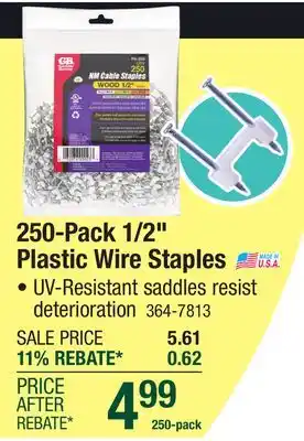 Menards Gardner Bender 1/2 Plastic Wire Staples - 250 Pack offer