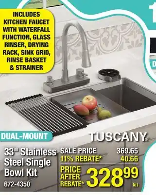 Menards Tuscany Northchase Dual Mount 33 Stainless Steel 2-Hole Single Bowl Kitchen Sink Kit offer