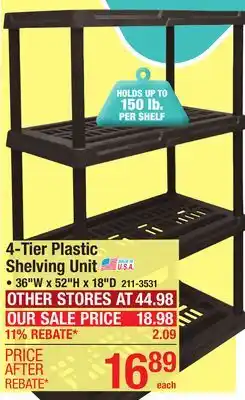 Menards Doyle Shamrock 36W x 52H x 18D Plastic 4-Tier Shelving Unit offer