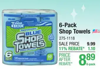 Menards ToolBox Blue Shop Towels - 6 Pack offer