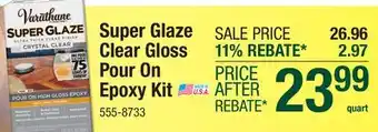 Menards Varathane Super Glaze Gloss Clear Pour On Epoxy - 1 qt offer