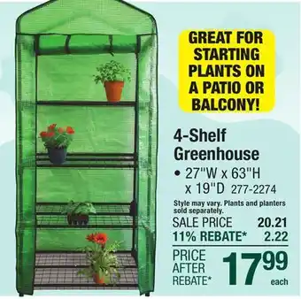 Menards Centurion 4-Shelf Mini Greenhouse offer