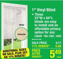 Menards Lumino 1 White Light Filtering Cordless Vinyl Blind - 23W x 64L offer