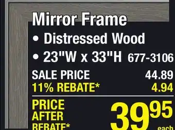 Menards Delta 23W x 33H Distressed Wood Mirror Frame offer