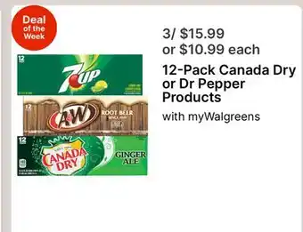 Walgreens 12-Pack Canada Dry or Dr Pepper Products offer