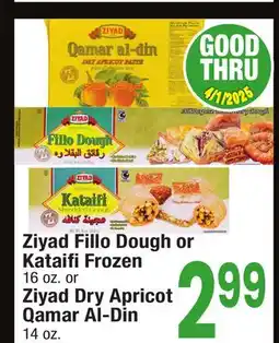 Jewel-Osco Ziyad Fillo Dough or Kataifi Frozen 16 oz. or Ziyad Dry Apricot Qamar Al-Din 14 oz offer