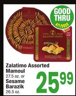 Jewel-Osco Zalatimo Assorted Mamoul 27.5 oz. or Sesame Barazik 26.5 oz offer