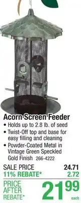 Menards More Birds Acorn Screen Bird Feeder offer