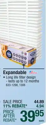 Menards BestAir 20 x 26 x 4 MERV 13 Expandable Pleated Air Filter offer