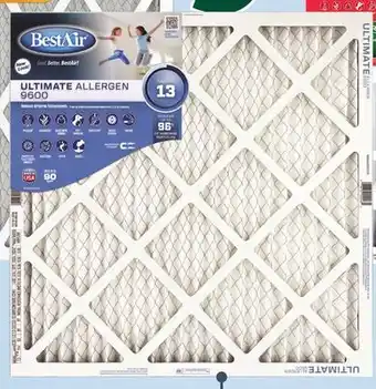 Menards BestAir Ultimate Allergen 9600 16 x 20 x 1 MERV 13 Pleated Air Filter offer