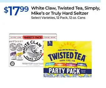 Rite Aid White Claw, Twisted Tea, Simply, Mike's or Truly Hard Seltzer offer