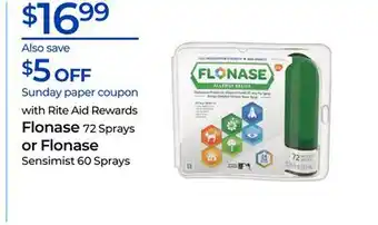 Rite Aid Flonase 72 Sprays or Flonase Sensimist 60 Sprays offer