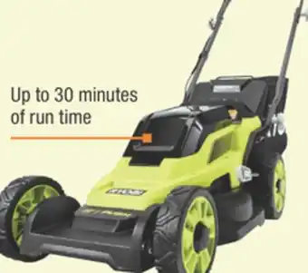 The Home Depot RYOBI One+ 18V 13 Cordless Push Mower 4.0Ah Kit offer