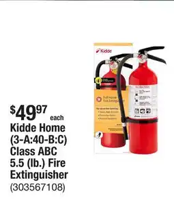 The Home Depot Kidde Home (3-A:40-B:C) Class ABC 5.5 (lb.) Fire Extinguisher offer