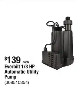 The Home Depot Everbilt 1/3 HP Automatic Utility Pump offer