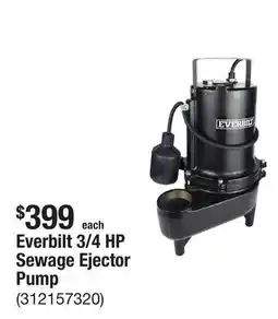 The Home Depot Everbilt 3/4 HP Sewage Ejector Pump offer