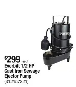 The Home Depot Everbilt 1/2 HP Cast Iron Sewage Ejector Pump offer