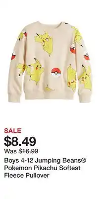 Kohl's Boys 4-12 Jumping Beans Pokemon Pikachu Softest Fleece Pullover offer