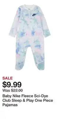 Kohl's Baby Nike Fleece Sci-Dye Club Sleep & Play One Piece Pajamas offer