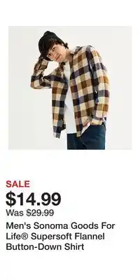 Kohl's Men's Sonoma Goods For Life Supersoft Flannel Button-Down Shirt offer