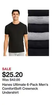 Kohl's Hanes Ultimate 6-Pack Men's ComfortSoft Crewneck Undershirt offer