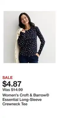 Kohl's Women's Croft & Barrow Essential Long-Sleeve Crewneck Tee offer