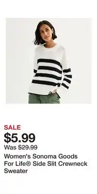 Kohl's Women's Sonoma Goods For Life Side Slit Crewneck Sweater offer