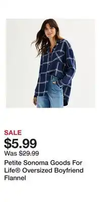 Kohl's Petite Sonoma Goods For Life Oversized Boyfriend Flannel offer