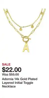 Kohl's Adornia 14k Gold Plated Layered Initial Toggle Necklace offer