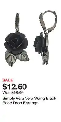 Kohl's Simply Vera Vera Wang Black Rose Drop Earrings offer