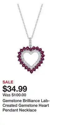 Kohl's Gemstone Brilliance Lab-Created Gemstone Heart Pendant Necklace offer