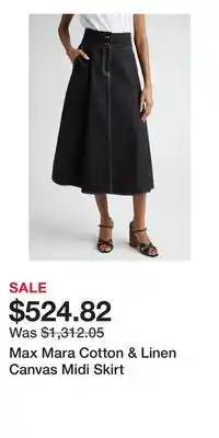 Nordstrom Max Mara Cotton & Linen Canvas Midi Skirt offer