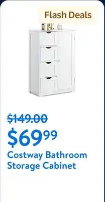 Walmart Costway Bathroom Storage Wooden 4 Drawer Cabinet Cupboard 2 Shelves Free Standing White offer