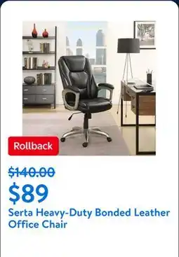 Walmart Serta Heavy-Duty Bonded Leather Commercial Office Chair with Memory Foam offer