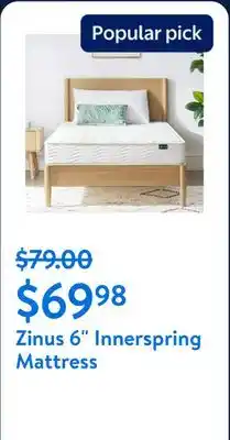 Walmart Zinus 6 Bonnell Innerspring Mattress Firm Feel offer