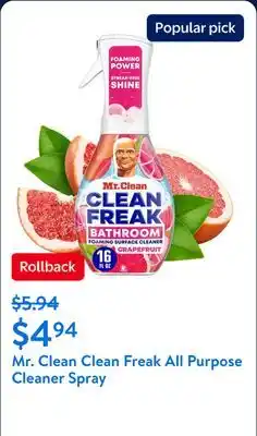 Walmart Mr. Clean Clean Freak All Purpose Cleaner Spray, Multi-Surface Cleaning offer