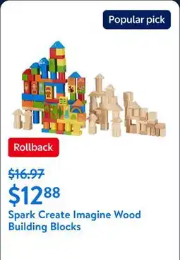 Walmart Spark Create Imagine Wood Building Blocks, 150 Pieces, Baby and Toddler Toys offer