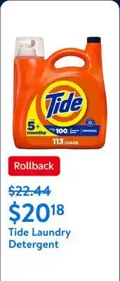 Walmart Tide Laundry Detergent Liquid, Original Scent offer