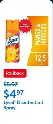 Walmart Lysol Disinfectant Spray offer