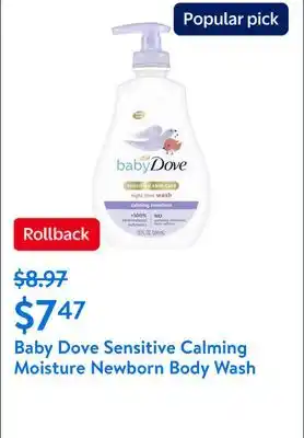 Walmart Baby Dove Sensitive Calming Moisture Newborn Liquid Body Wash Hypoallergenic Chamomile offer