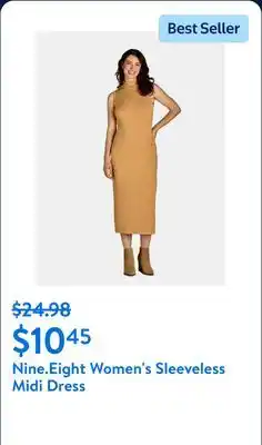 Walmart Nine.Eight Women's Sleeveless Ribbed Mock Neck Midi Dress offer