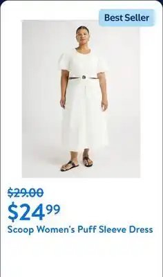 Walmart Scoop Women's and Women's Plus Puff Sleeve O-Ring Dress offer