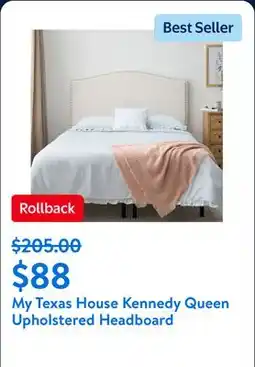 Walmart My Texas House Kennedy Nailhead Trim Curved Upholstered Headboard, Queen, Oat offer