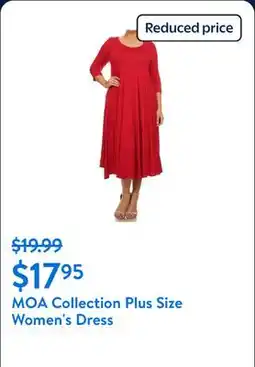 Walmart MOA Collection Plus Size Women's 3/4 Sleeves solid dress offer