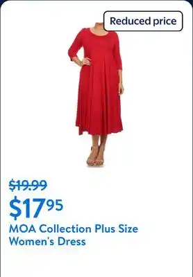 Walmart MOA Collection Plus Size Women's 3/4 Sleeves solid dress offer