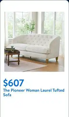 Walmart The Pioneer Woman Laurel Tufted Sofa, Cream Velvet, 79.53 in offer