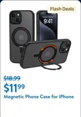 Walmart TOPVISION Magnetic Phone Case for iPhone 15, iPhone Case with Ring Stand MagSafe Compatible - Black offer