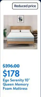 Walmart MLILY Ego Serenity 10 Queen Medium Tight Top Gel Memory Foam Mattress offer