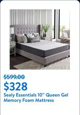 Walmart Sealy Essentials 10 Queen Gel Memory Foam Mattress-in-a-Box, Adult offer